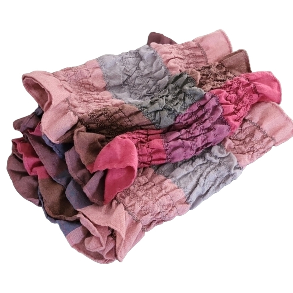 SMOCKED ELASTIC CRINKLY Ruffled Scarf Stretch Wrap Shabby Chic Hijab Rectangular - Picture 15 of 16